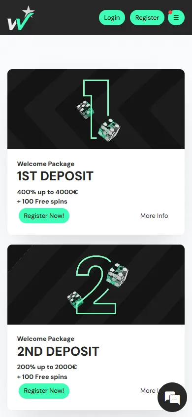 Winner Casino mobile promotions area showing available promotional features